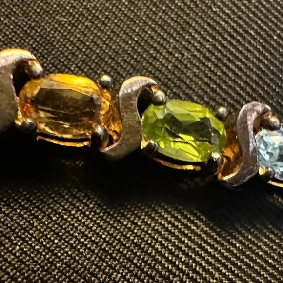 Vintage 925 Sterling Silver Multi Gemstone Rainbow Tennis Bracelet Thailand - Picture 4 of 11